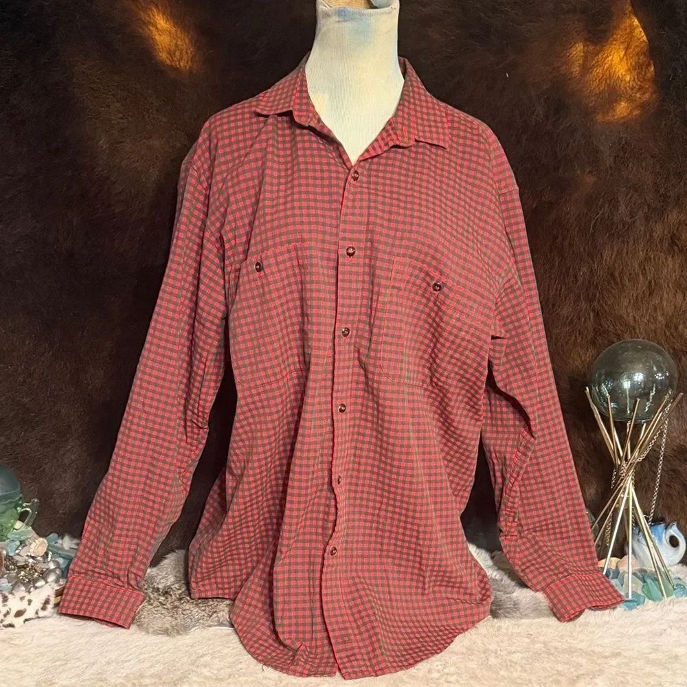 Men's Red Checkered Shirt L (3175)